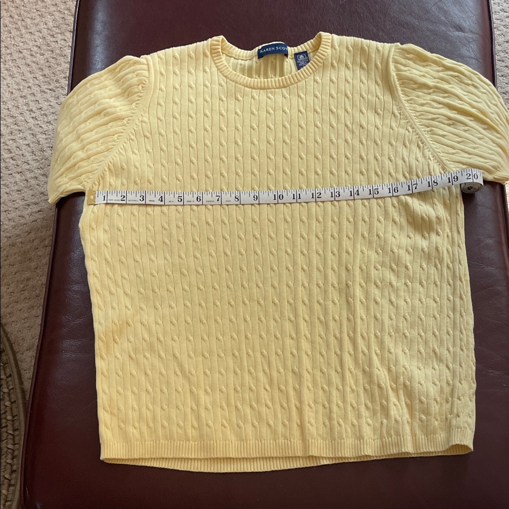 Karen Scott Light Yellow Cable Knit Sweater Top - Picture 5 of 6